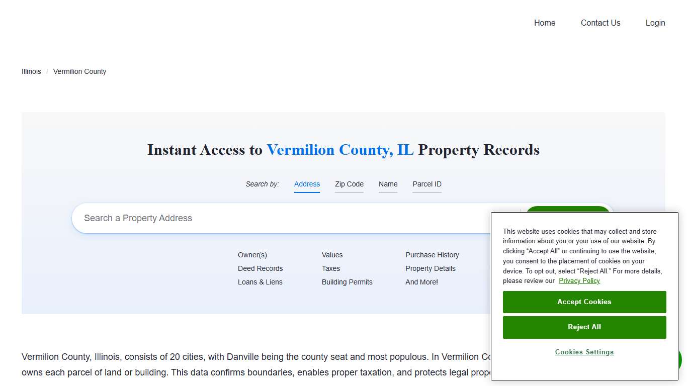 Vermilion County, IL Property Records Owners, Deeds, Permits