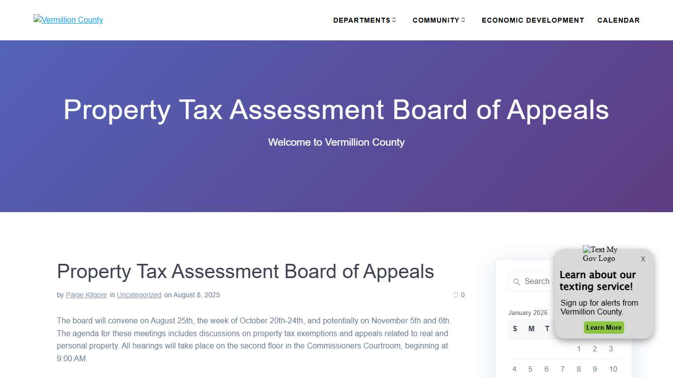 Property Tax Assessment Board of Appeals – Vermillion County